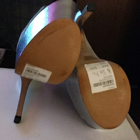 SANSA  Open Toe Silver Platform Heels - Picture 3 of 4